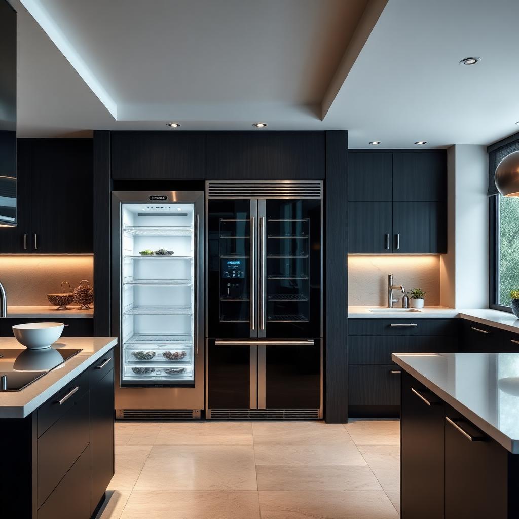 Luxury kitchen with integrated built-in Liebherr refrigerator